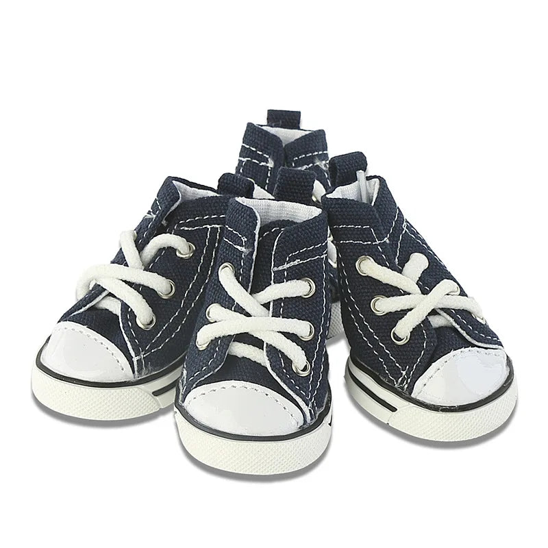 Denim Canvas Dog Sneakers – Sporty Cloth Shoes & Cute Pet Boots for Small Dogs and Puppies