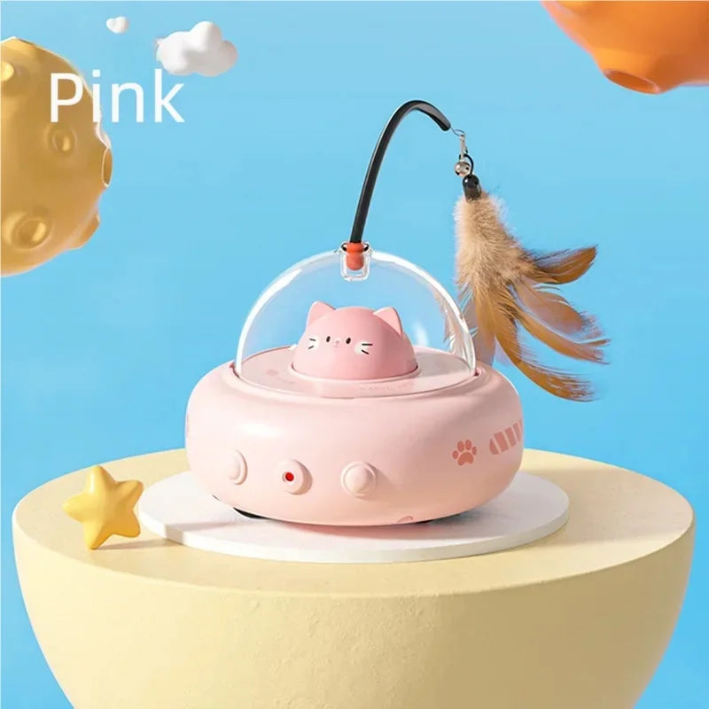 Smart Interactive Cat Toy – USB Rechargeable Automatic Rotating Feather Toy for Indoor Cats & Kittens, Exercise & Training