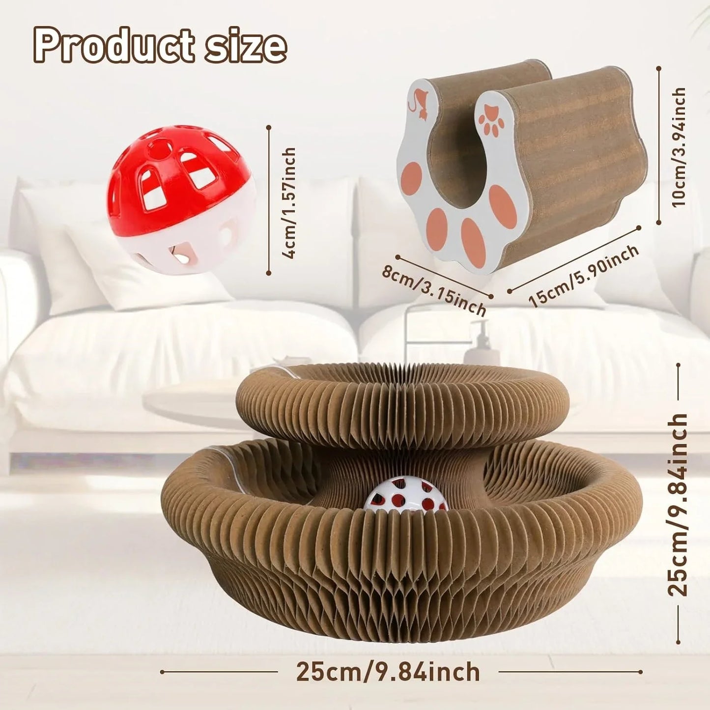 Organ-Shaped Cat Scratching Board – Wear-Resistant Corrugated Scratch Pad with Bell Toy for Indoor Cats