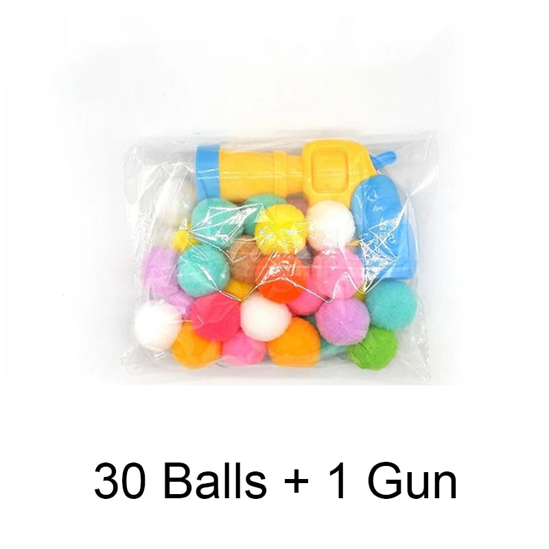 Cat Plush Ball Launcher Toy – Interactive Mini Shooting Game with Soft Plush Balls for Indoor Cats & Kittens