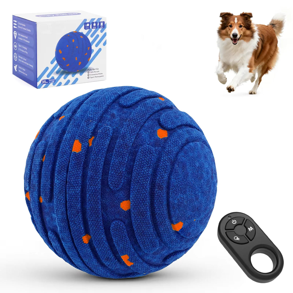 Smart Interactive Dog Toy Ball – Rechargeable Automatic Moving E-TPU Ball for Aggressive Chewers, Small & Medium Dogs