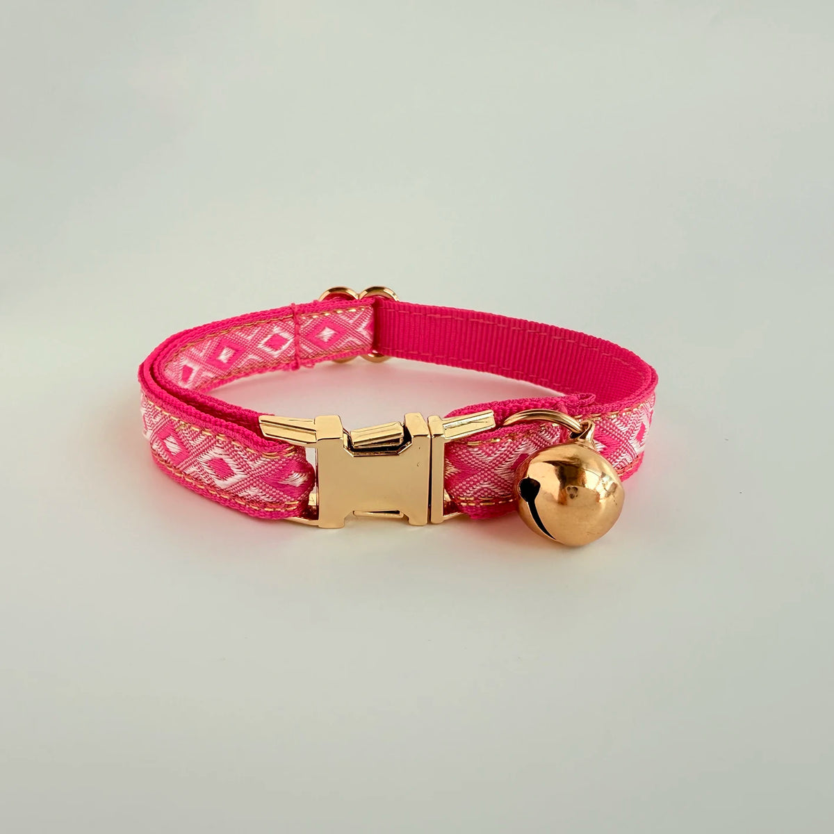 Personalized Jacquard Cat Collar with Gold Thread – Adjustable Collar for Kittens & Small Dogs