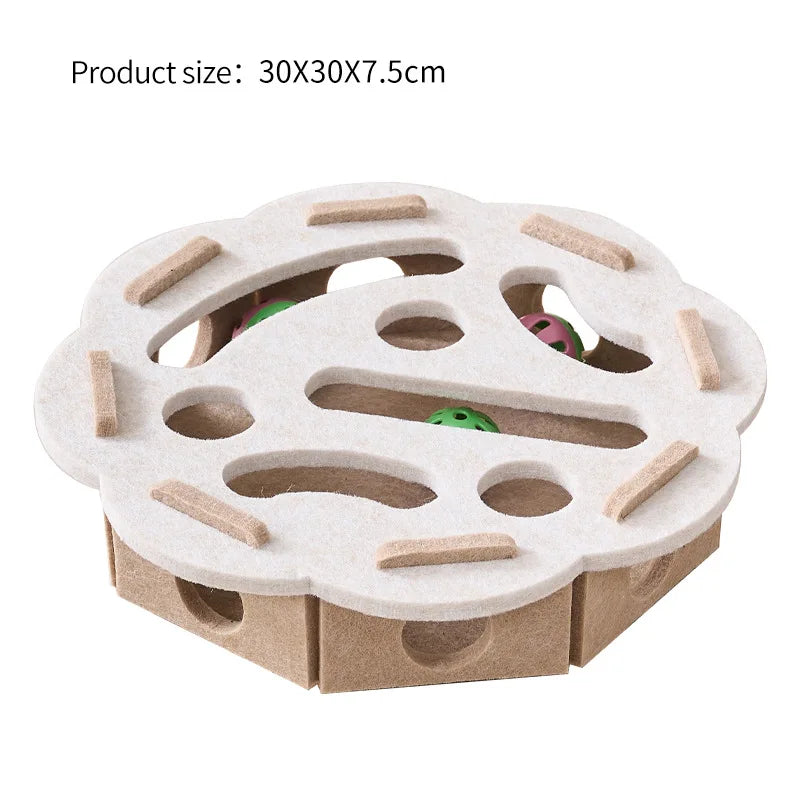 Interactive Cat Puzzle Toy Box – Felt Maze Tunnel with Bell Ball for Indoor Cat Entertainment & Enrichment