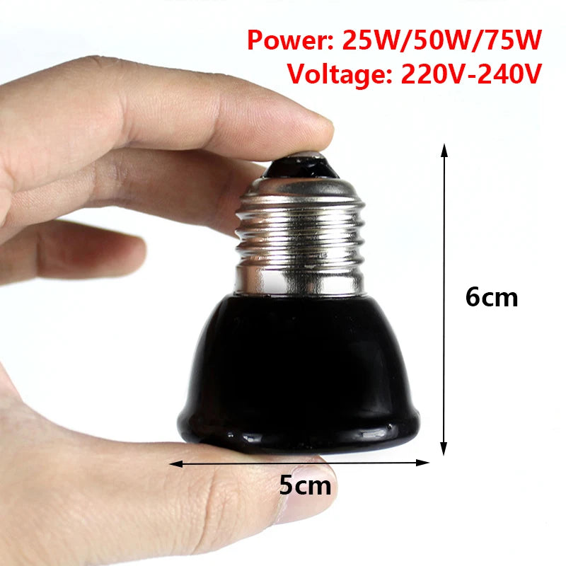 Ceramic Heat Emitter Bulb – 25W/50W/75W Pet Heating Lamp for Reptiles, Chicks & Brooders