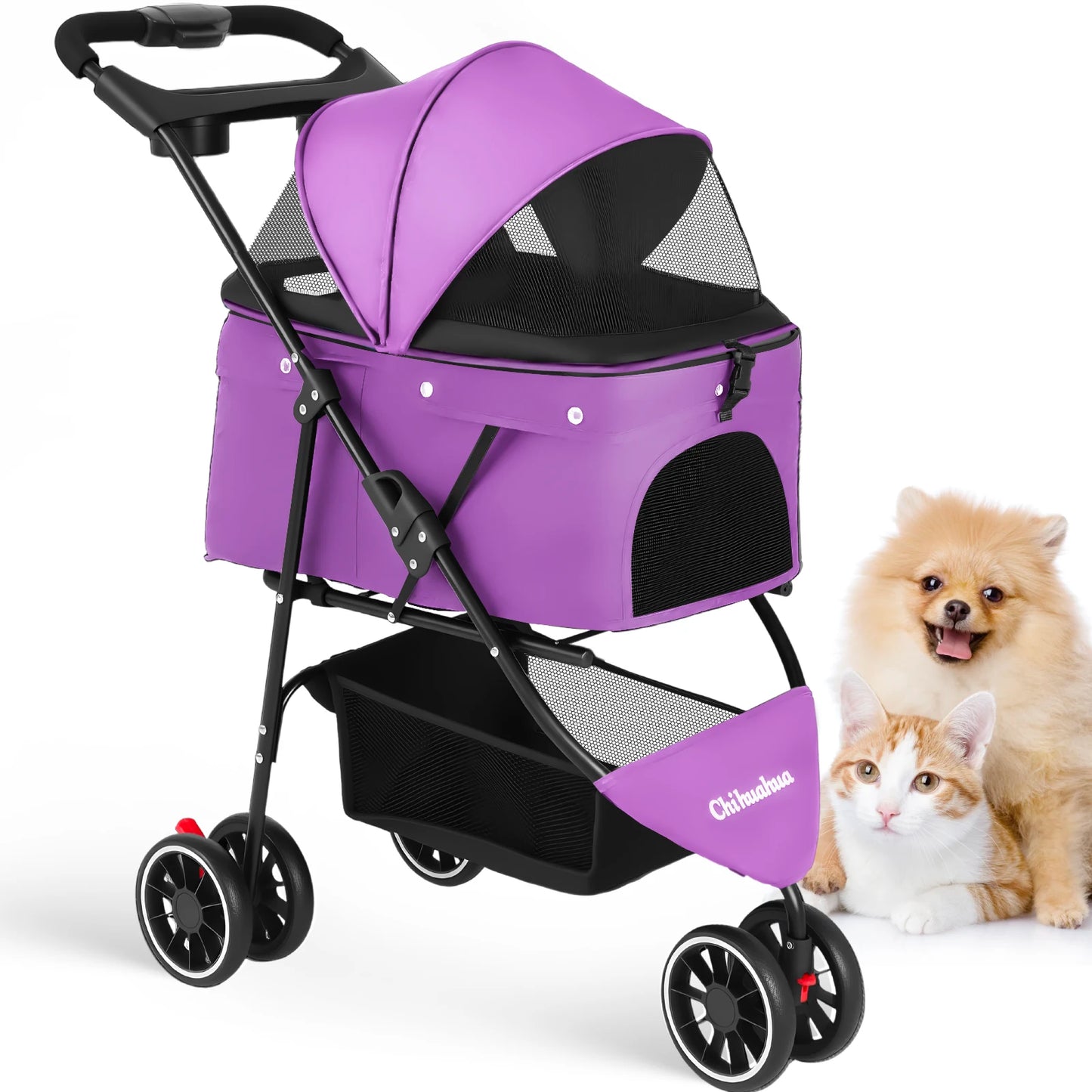 Foldable Pet Stroller – Portable Travel Stroller for Small Dogs, Puppies & Cats