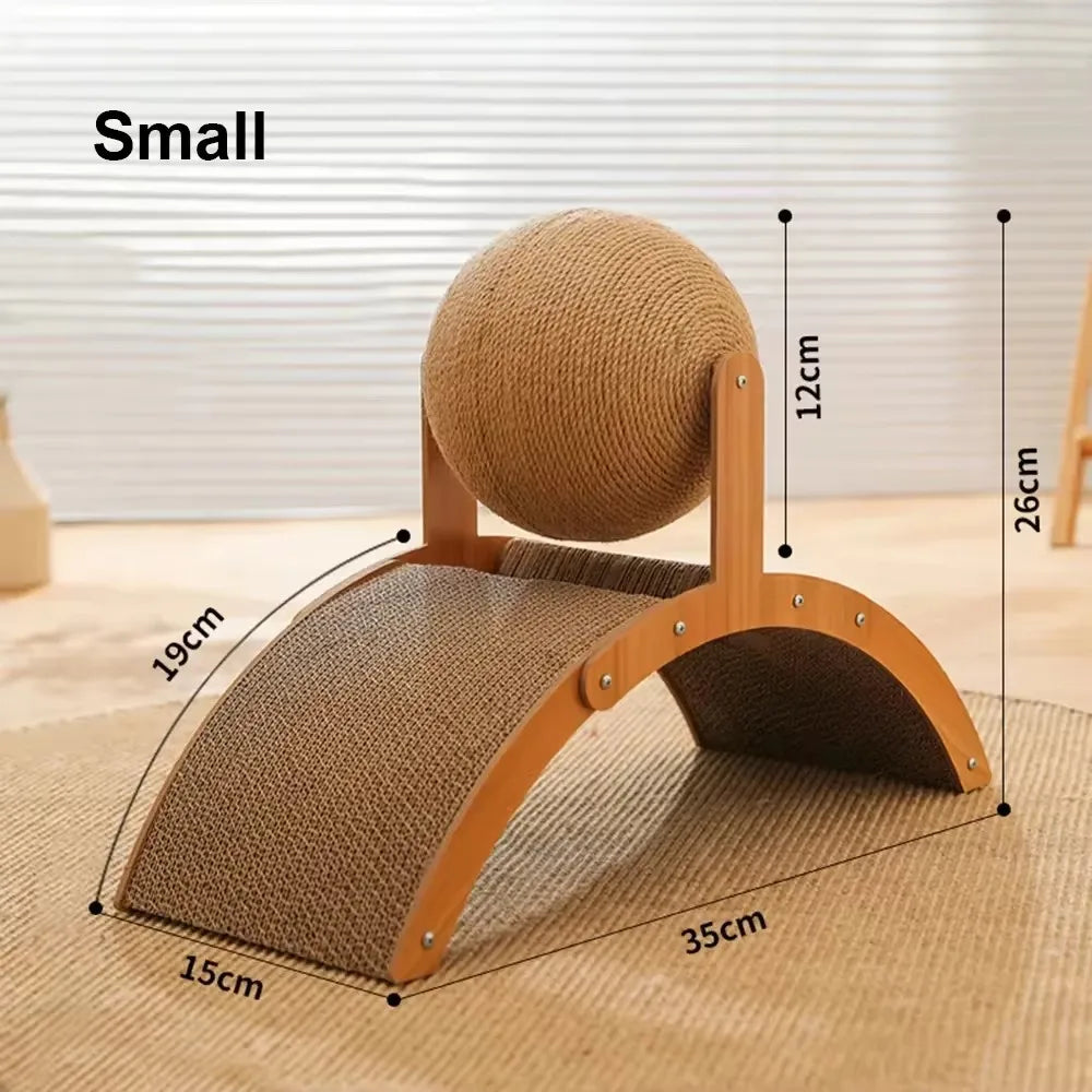 2-in-1 Wooden Cat Scratching Ball with Sisal Scratcher – Durable Paw Grinding Toy for Cats