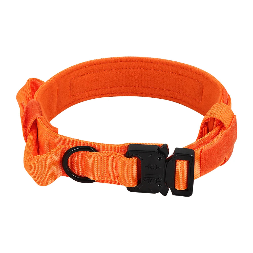 Tactical Dog Collar with Control Handle – Adjustable Heavy-Duty Military Nylon Collar for Medium & Large Dogs