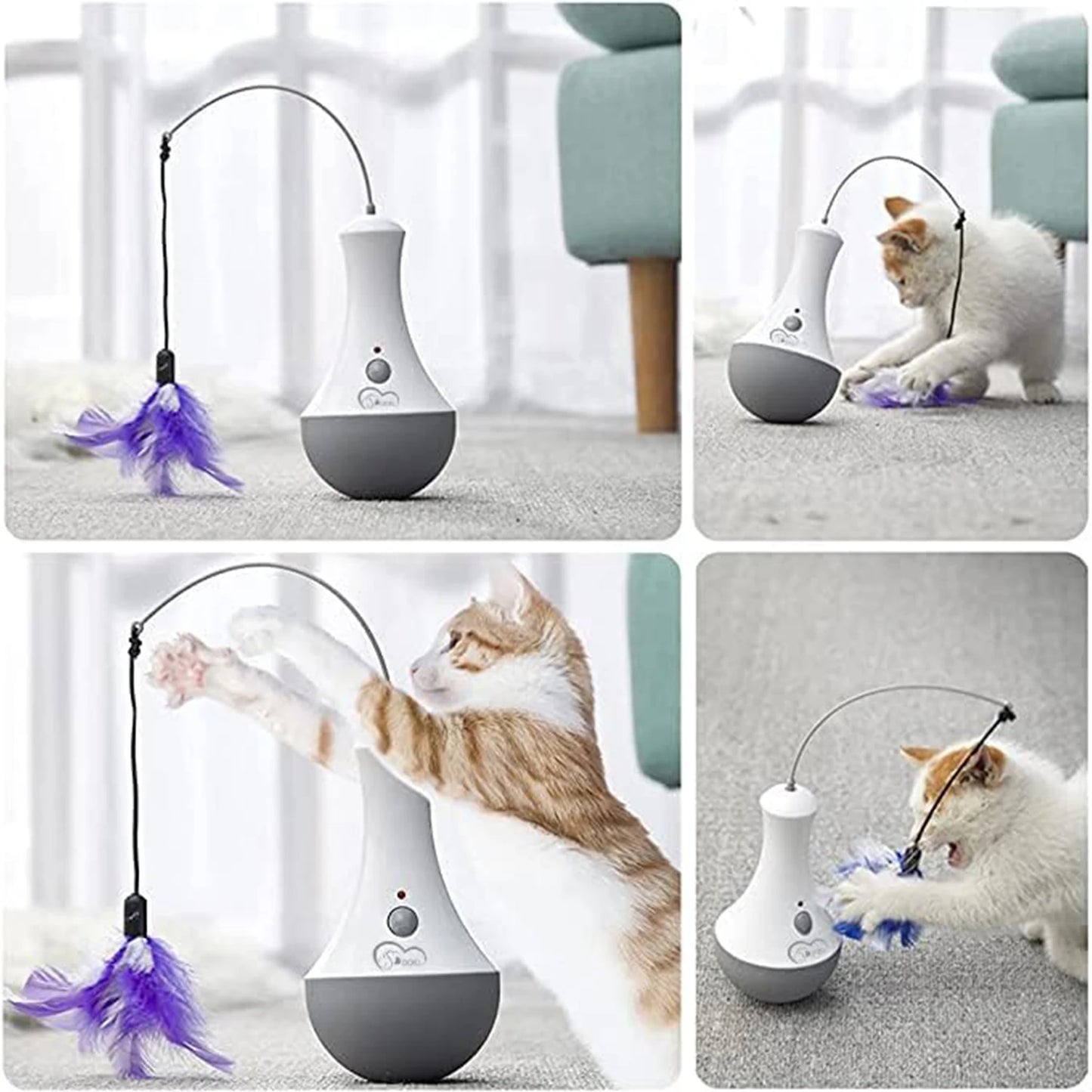 DOEL Automatic Interactive Cat Feather Toy – Electronic Feather Teaser for Indoor Cats & Kittens, Fun Exercise & Hunting Play