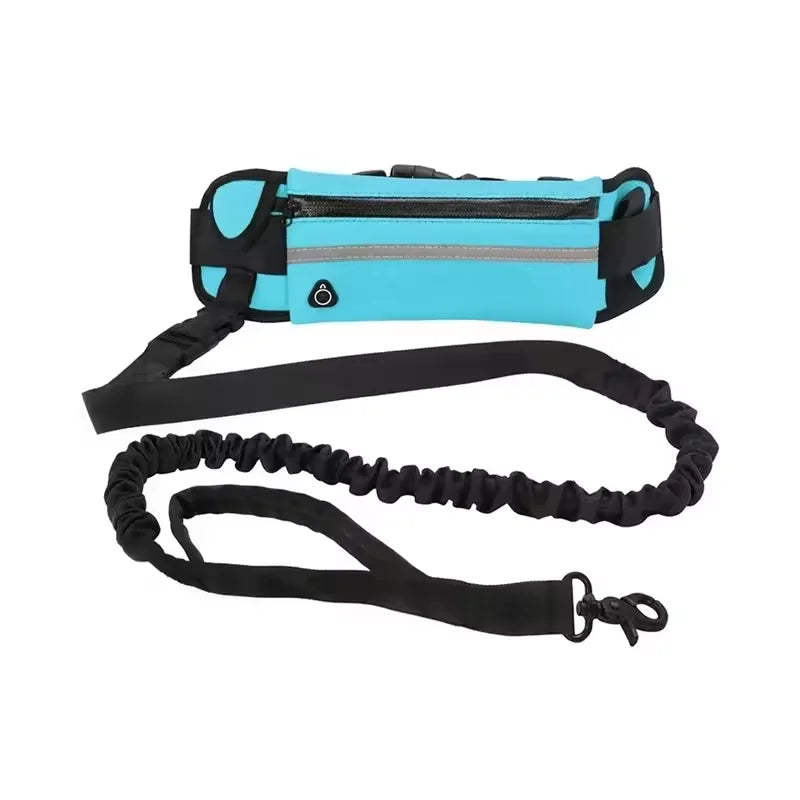Hands-Free Reflective Dog Leash with Waist Bag – Retractable Elastic Running & Walking Lead for Dogs