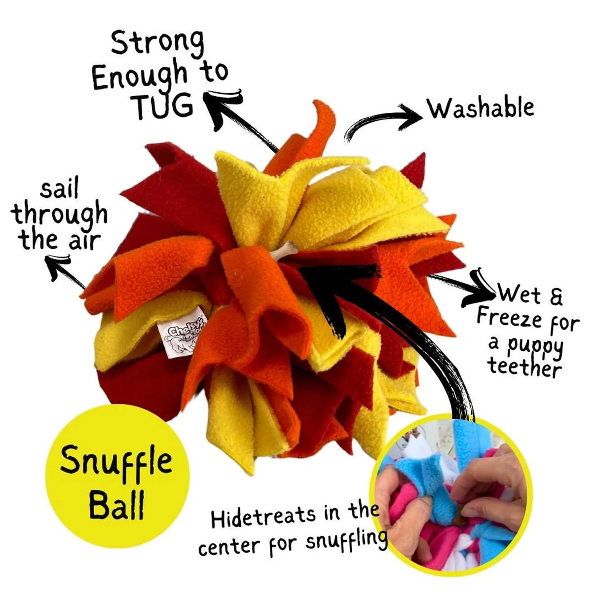 3-in-1 Enrichment Tube for Dogs - Tug Toy, Treat Dispenser & Snuffle Ball - Blue