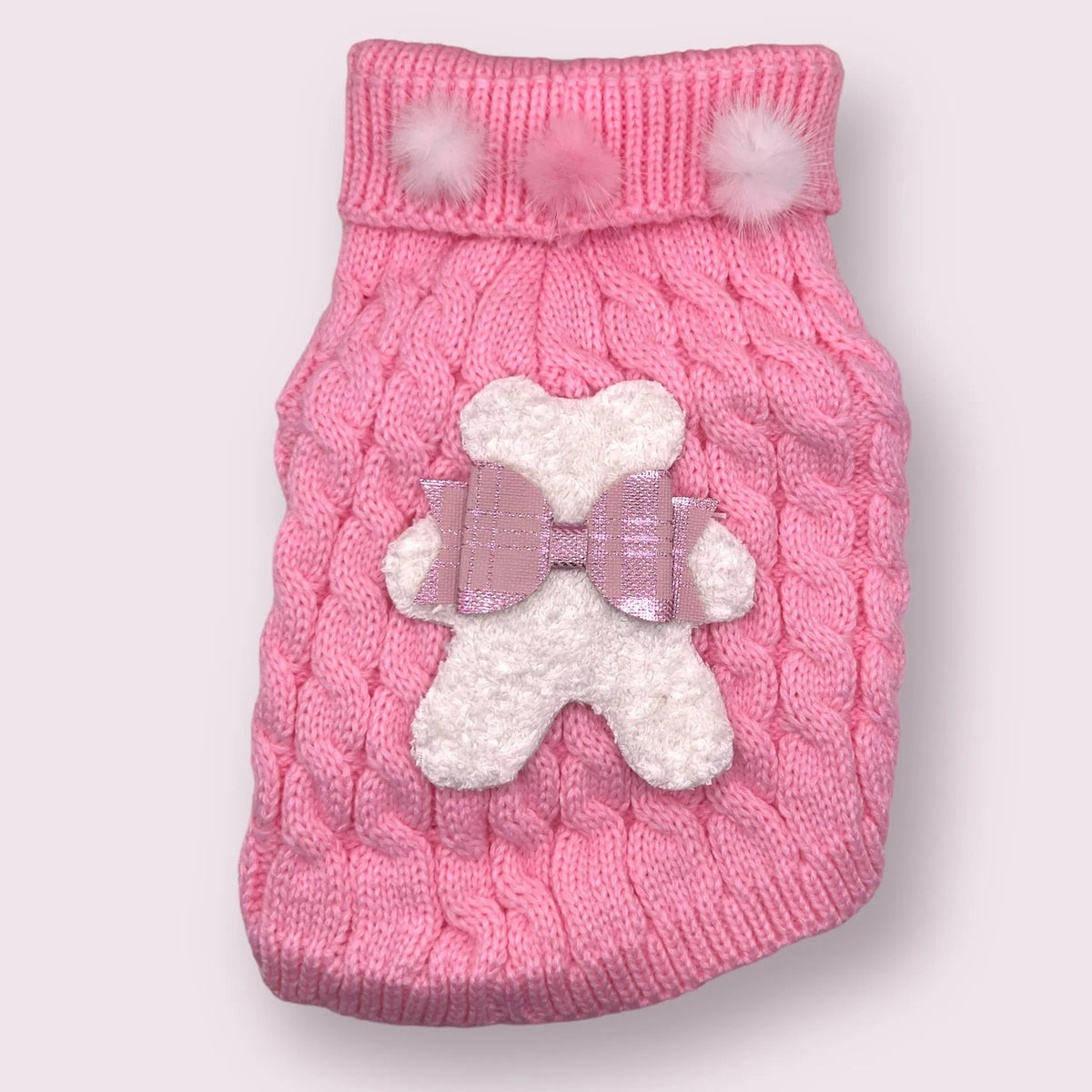 Bear Pom-Pom Dog Sweater – Cozy Terry Cloth Knit Winter Pet Sweater