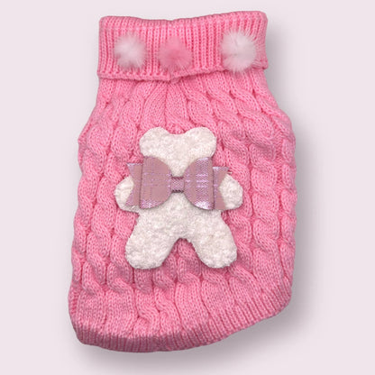Bear Pom-Pom Dog Sweater – Cozy Terry Cloth Knit Winter Pet Sweater