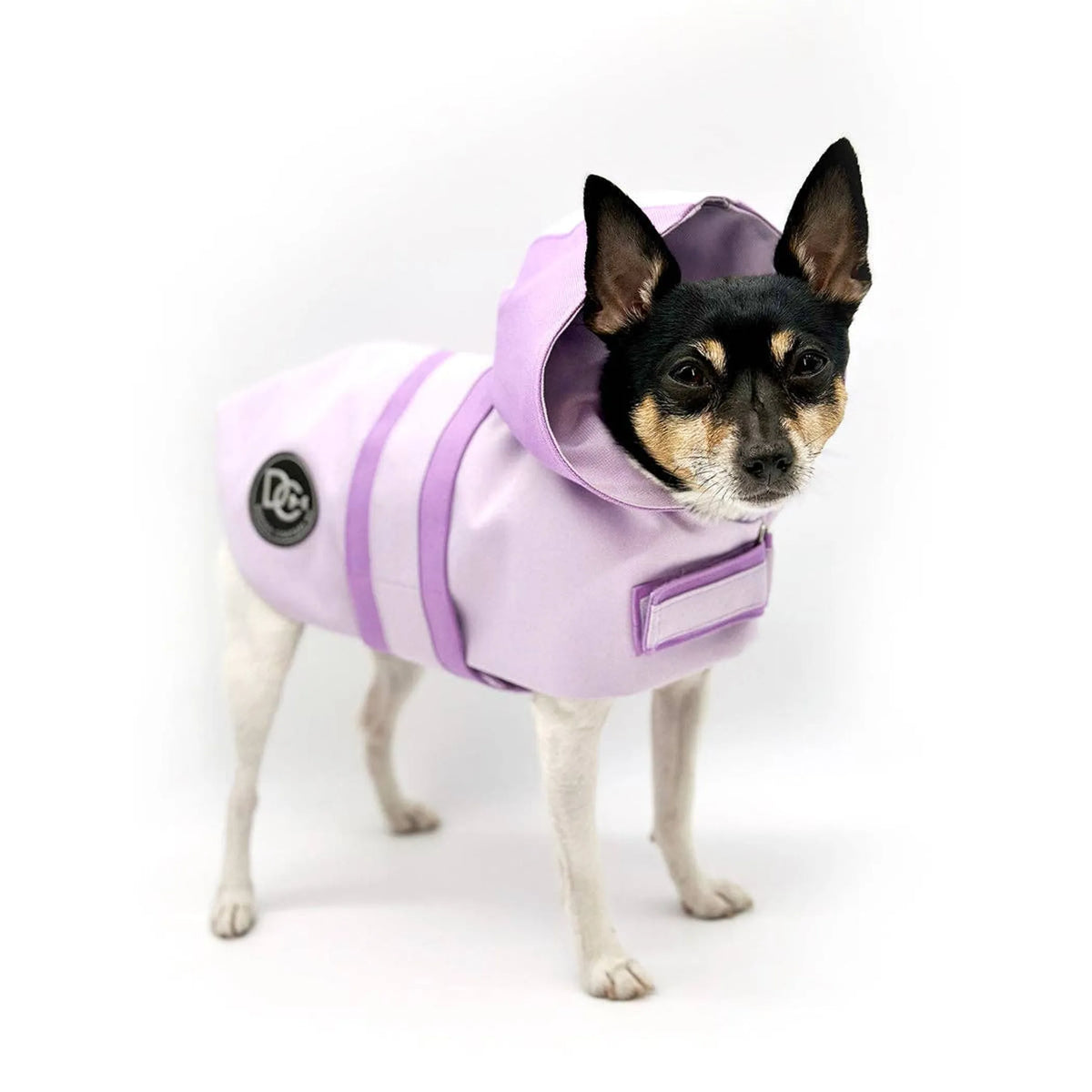 Waterproof Dog Raincoat – Hooded Cotton Canvas Jacket with Reflective Patch. DCNY