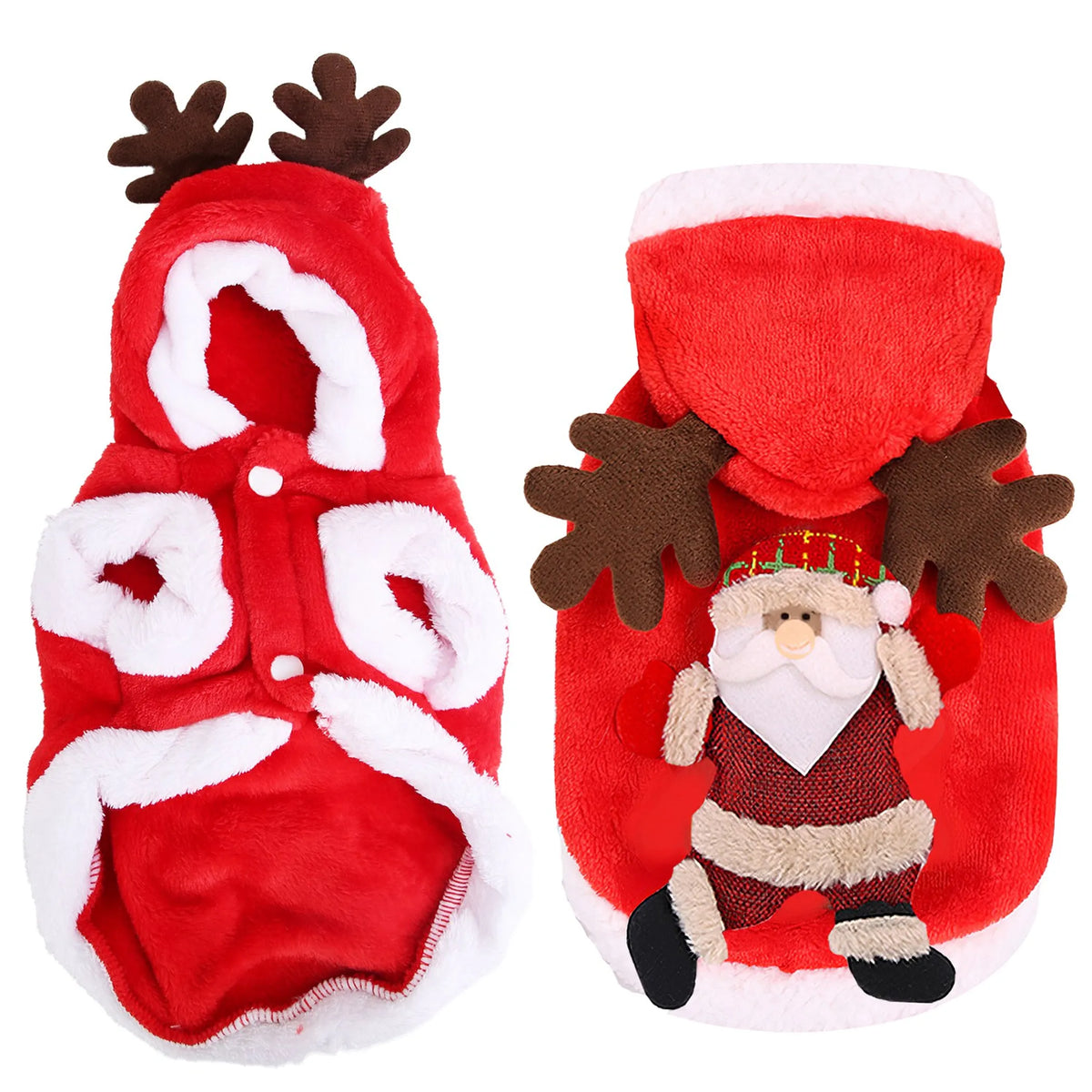 Christmas Dog Sweater – Santa Claus & Reindeer Holiday Dog Clothes