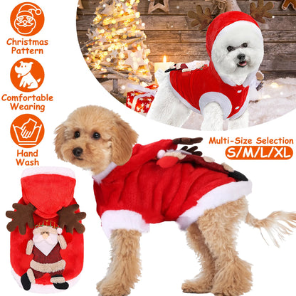 Christmas Dog Sweater – Santa Claus & Reindeer Holiday Dog Clothes