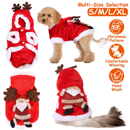 Christmas Dog Sweater – Santa Claus & Reindeer Holiday Dog Clothes