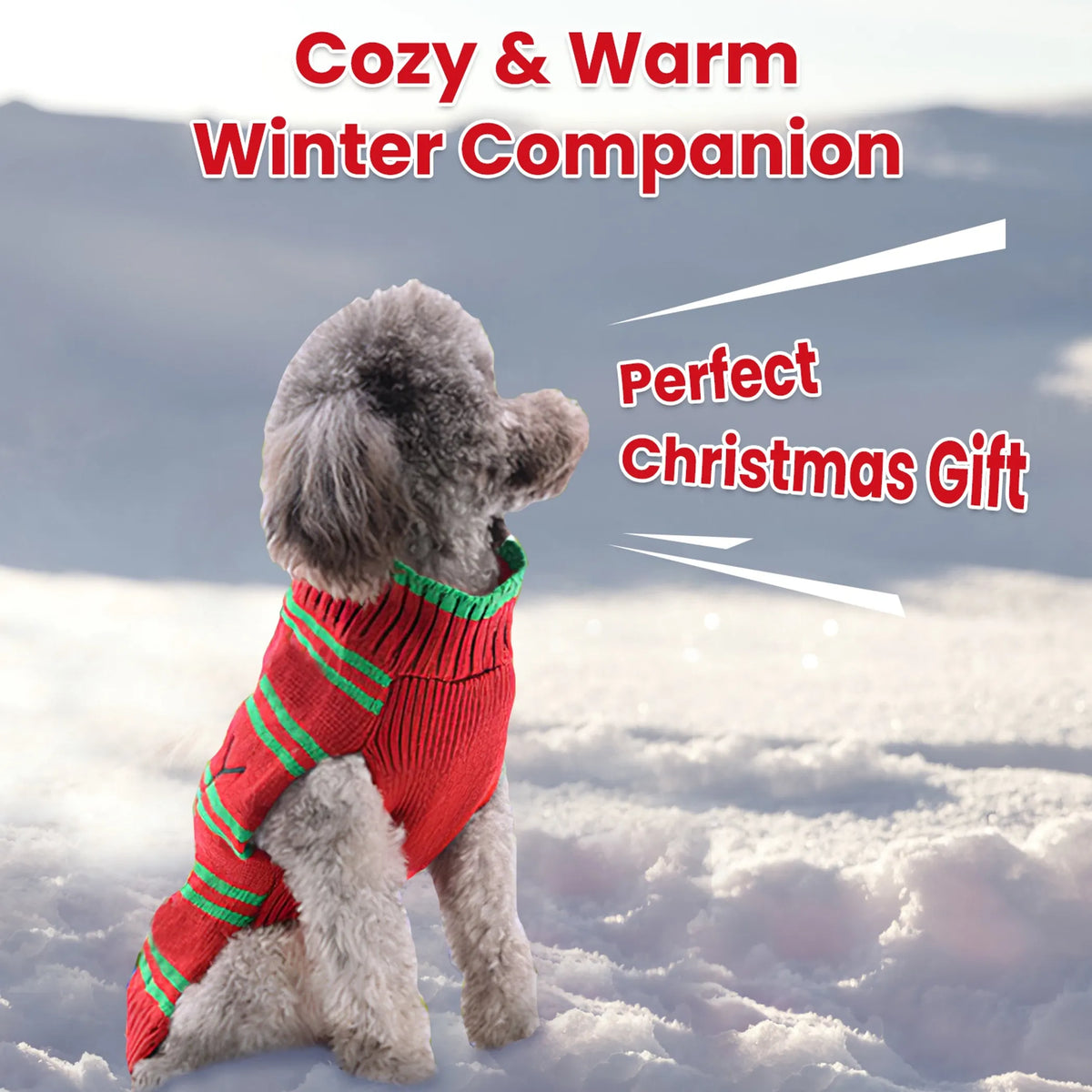 Christmas Dog Turtleneck Sweater – Cozy Holiday Winter Pet Sweater
