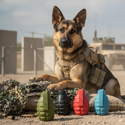 Grenade Shaped eDispenser Durable Dog Chew Toy & Treat Dispenser