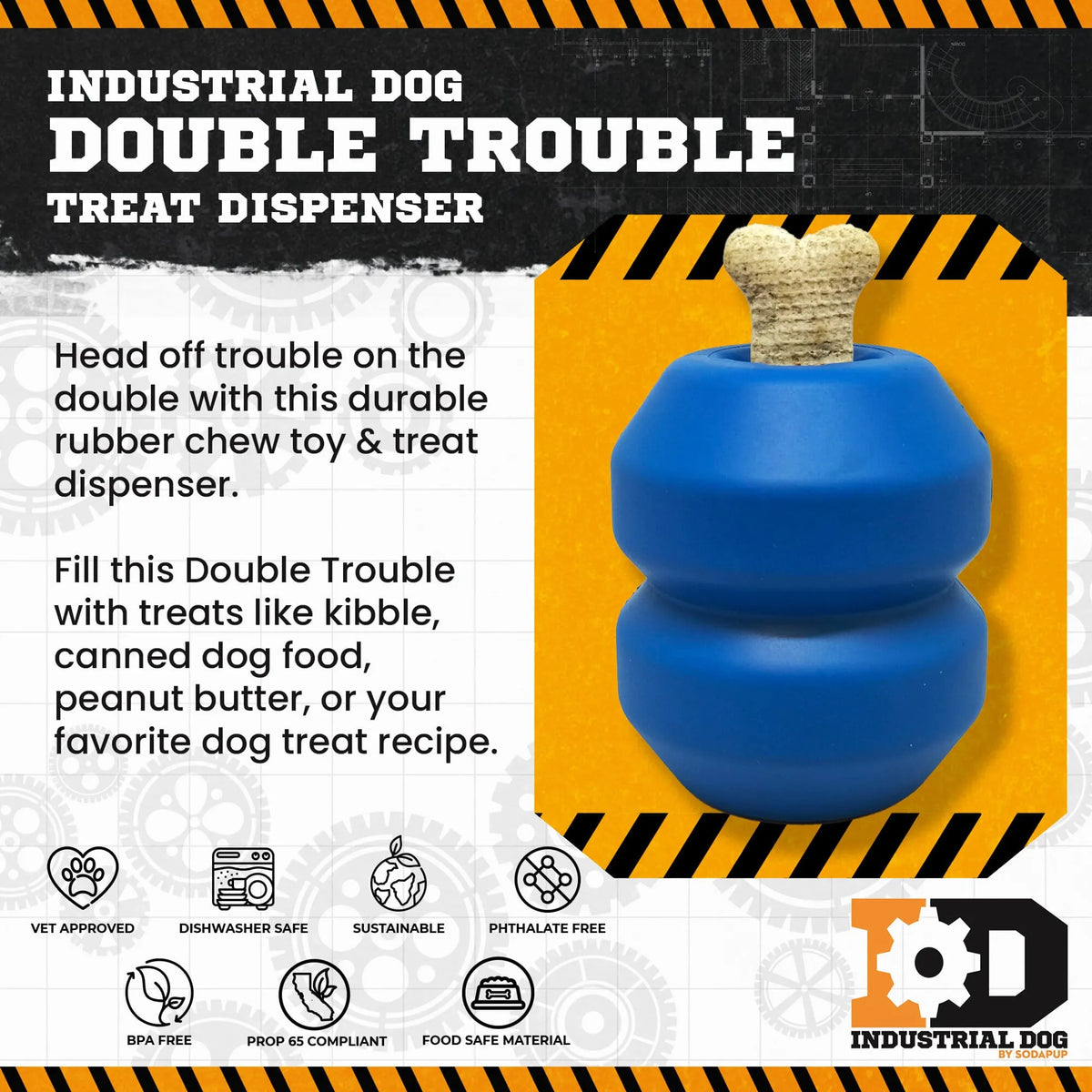Double Trouble Dog Toy - Dual Chamber Treat Dispenser for Large Dogs
