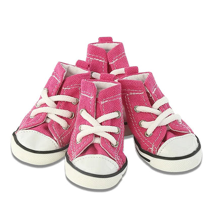 Denim Canvas Dog Sneakers – Sporty Cloth Shoes & Cute Pet Boots for Small Dogs and Puppies