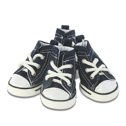 Denim Canvas Dog Sneakers – Sporty Cloth Shoes & Cute Pet Boots for Small Dogs and Puppies