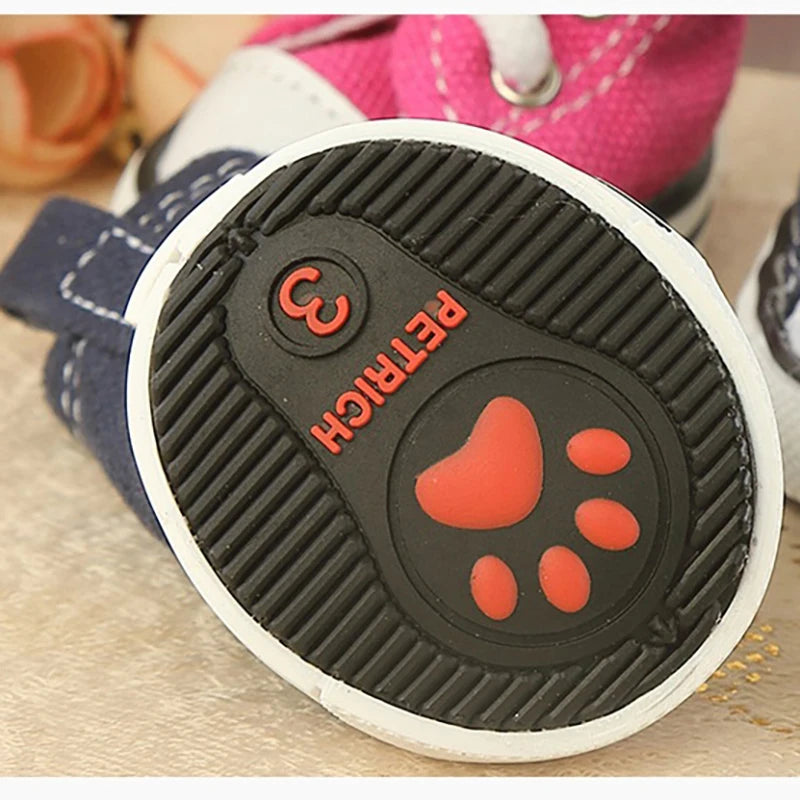 Denim Canvas Dog Sneakers – Sporty Cloth Shoes & Cute Pet Boots for Small Dogs and Puppies