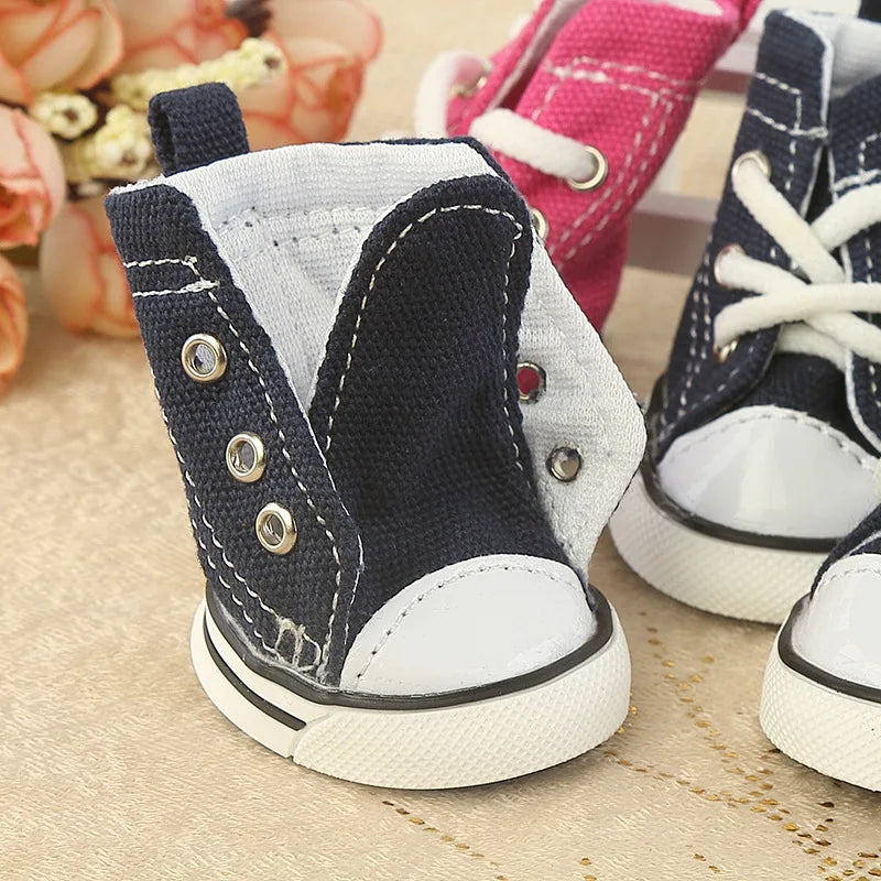 Denim Canvas Dog Sneakers – Sporty Cloth Shoes & Cute Pet Boots for Small Dogs and Puppies