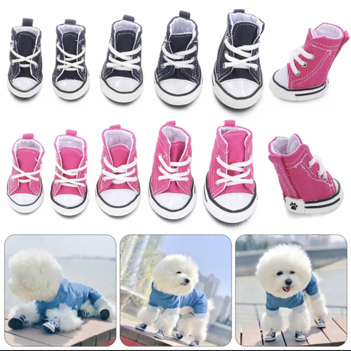 Denim Canvas Dog Sneakers – Sporty Cloth Shoes & Cute Pet Boots for Small Dogs and Puppies