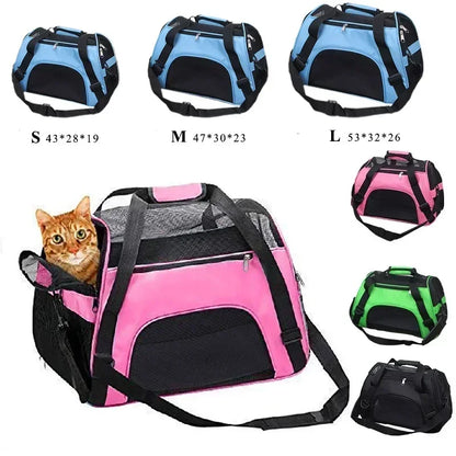 Portable Mesh Pet Carrier Bag – Breathable Foldable Travel Handbag for Cats & Small Dogs
