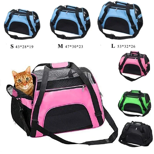 Portable Mesh Pet Carrier Bag – Breathable Foldable Travel Handbag for Cats & Small Dogs