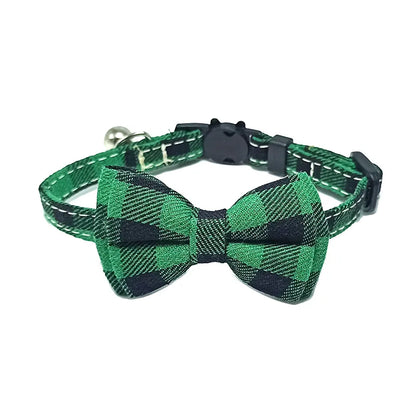 Plaid Breakaway Cat Collar with Bow Tie & Bell – Adjustable Safety Collar for Cats and Kittens
