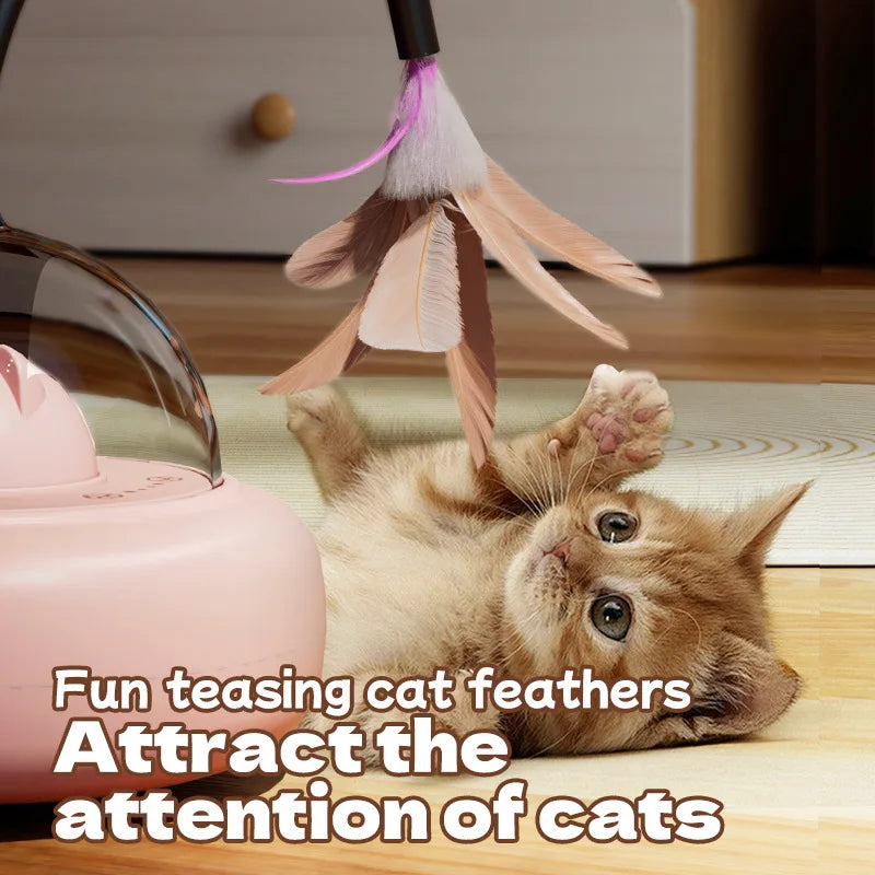 Smart Interactive Cat Toy – USB Rechargeable Automatic Rotating Feather Toy for Indoor Cats & Kittens, Exercise & Training