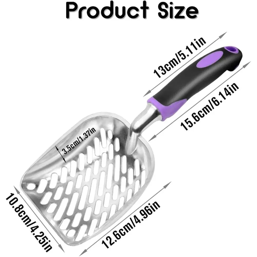 Metal Cat Litter Scoop – Long Handle Mesh Scooper for Fast Waste Removal and Easy Litter Box Cleaning
