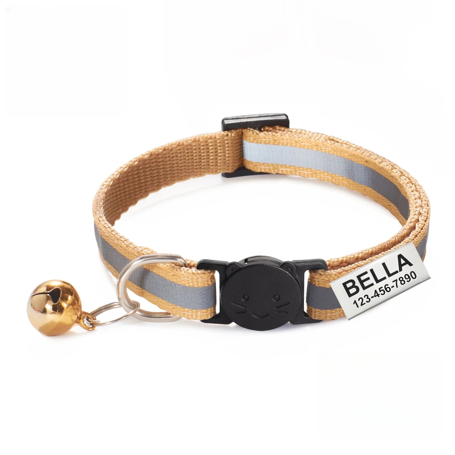 13 Colors Custom Engraved Reflective Cat Collar with Safety Buckle & Bell, Adjustable Personalized Pet Collar for Small Cats