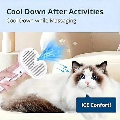 3-in-1 Self-Cleaning Pet Grooming Brush with Mist Function – Rechargeable Anti-Static Slicker Brush for Dogs & Cats, Fur Removal, Detangling & Massage
