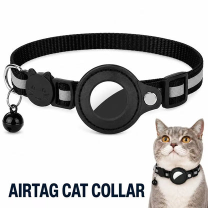 Cat AirTag Holder Collar – Breakaway Reflective Adjustable Kitten Collar with Waterproof AirTag Case & Safety Bell