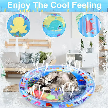 Pet Water Sensory Play Mat – Thickened Interactive Cooling Activity Pad for Cats & Dogs, Summer Indoor Play Toy
