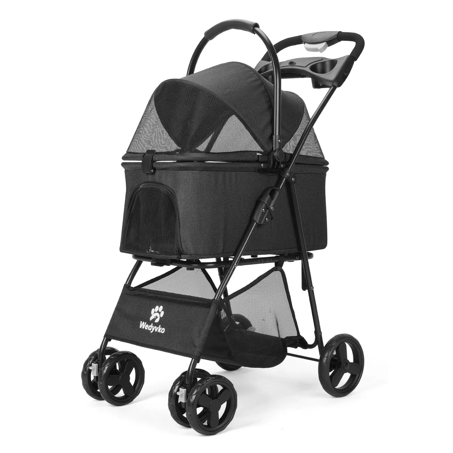 3-in-1 Pet Stroller with Removable Carrier – Foldable All-Terrain Stroller with Sunshade for Small & Medium Dogs and Cats