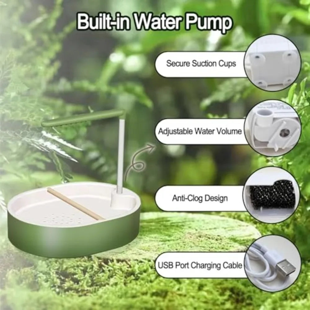 Circulating Water Automatic Bird Bathtub with Resting Stick Large-capacity Parrot Shower Comfort Bird Water Sprayer