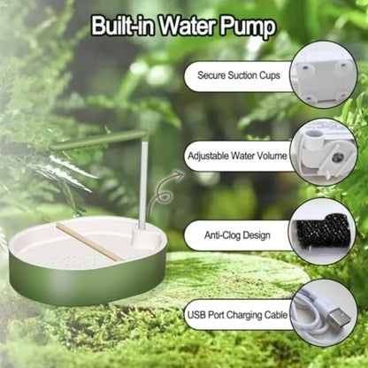 Circulating Water Automatic Bird Bathtub with Resting Stick Large-capacity Parrot Shower Comfort Bird Water Sprayer