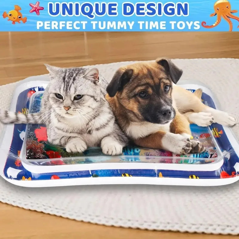 Pet Water Sensory Play Mat – Thickened Interactive Cooling Activity Pad for Cats & Dogs, Summer Indoor Play Toy