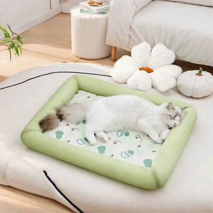 Square Pet Cooling Bed – Soft Breathable Non-Slip Washable Sleeping Pad for Dogs, Cats & Puppies, All-Season Comfort