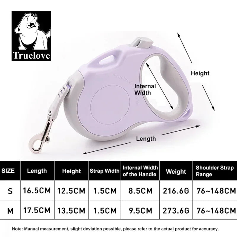 Truelove TLL5001 16FT Retractable Dog Leash – Tangle-Free Strong Nylon Tape with One-Hand Brake, Pause & Lock for Dogs & Cats