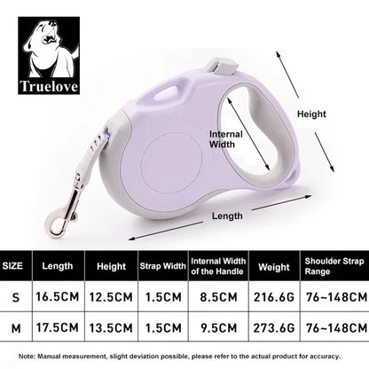 Truelove TLL5001 16FT Retractable Dog Leash – Tangle-Free Strong Nylon Tape with One-Hand Brake, Pause & Lock for Dogs & Cats