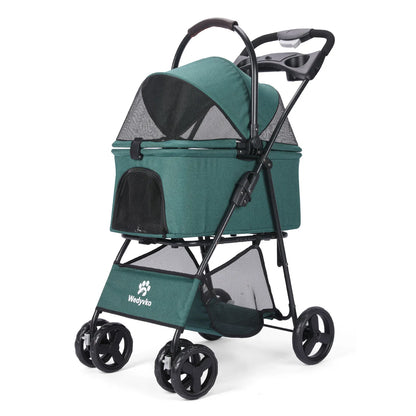 3-in-1 Pet Stroller with Removable Carrier – Foldable All-Terrain Stroller with Sunshade for Small & Medium Dogs and Cats
