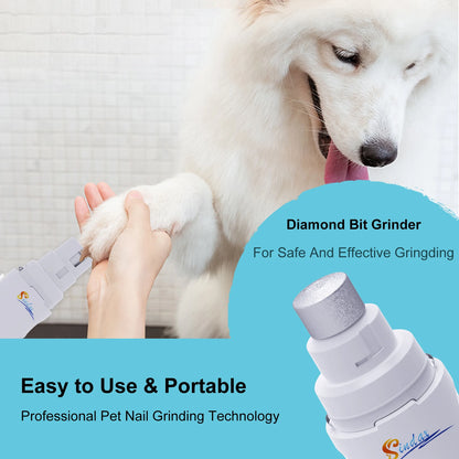 USB Rechargeable Dog Nail Grinder – Quiet 2-Speed Electric Pet Nail Trimmer for Dogs & Cats