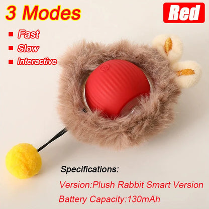 Automatic Rolling Cat Toy Ball – Rechargeable Smart Ball with Faux Tail Mouse Chase Toy for Cats & Small Dogs