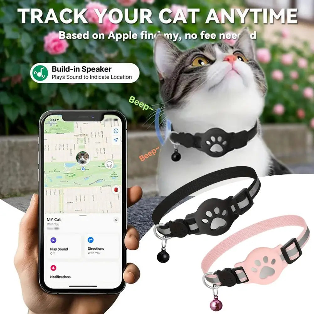 GPS Cat Tracker Collar – Real-Time Bluetooth Pet Tracking Device with Waterproof Reflective Strap & Anti-Lost Alarm for Cats