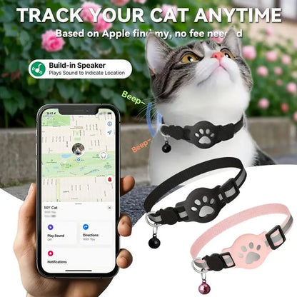 GPS Cat Tracker Collar – Real-Time Bluetooth Pet Tracking Device with Waterproof Reflective Strap & Anti-Lost Alarm for Cats