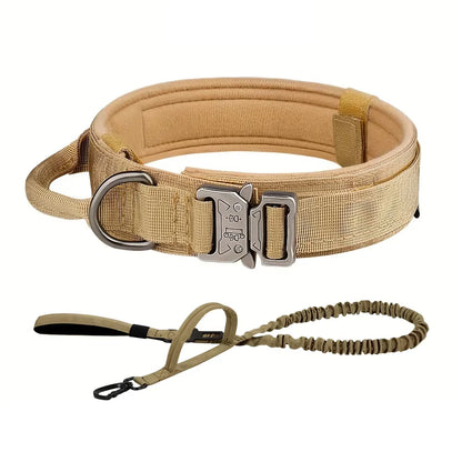 Adjustable Tactical Dog Training Collar & Leash Set – Durable Control Handle for All Breeds